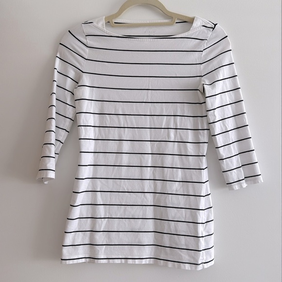 a new day Tops - A new day Black and White Stripe Quarter Length sleeve Boat Neck Top Size XS